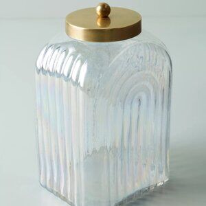 NEW Anthropologie Noah Collection Iridescent Glass Canister Large